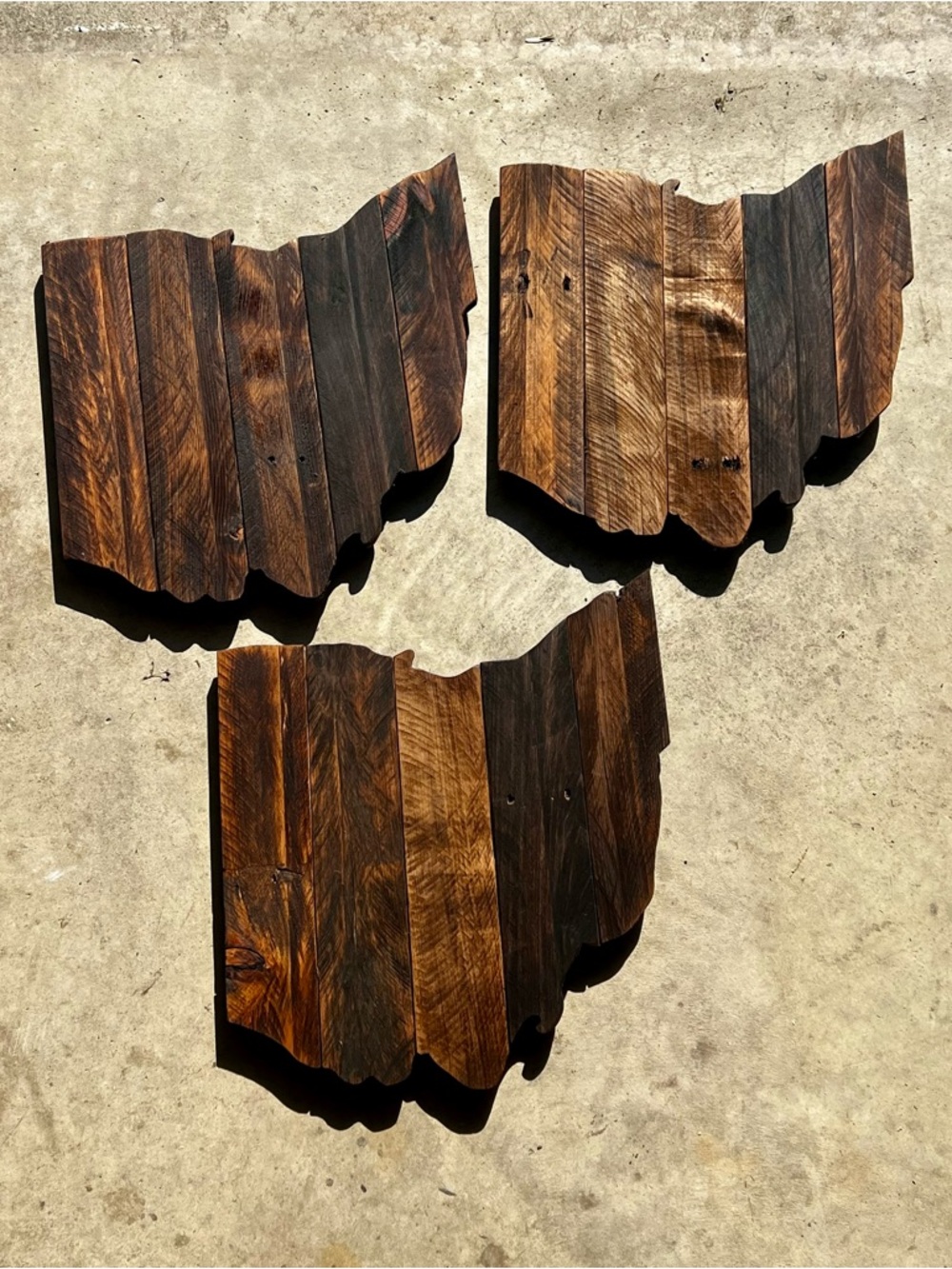 Handcrafted Wooden State Wall Art - Dark Brown Rustic Finish